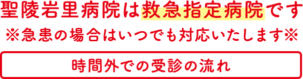 聖陵岩里病院は救急指定病院です ※急患の場合はいつでも対応いたします※